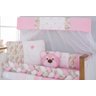 Kit de Berço Trança Enxoval Bebe Menina 10pçs Ursa Dengosa Rosa Floral - Doce Lar Enxovais - 3