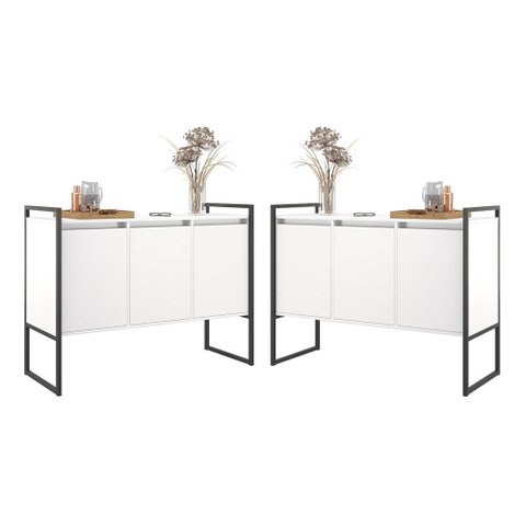 Armario Industrial 3 Portas Branco Conjunto 2 Peças