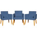 Ver imagem 1 de Kit 3 Poltronas para Recepção Nina Suede Cores Pé Palito 30cm Castanho - Suede