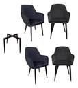 Ver imagem 1 de Kit 4 Cadeira Poltrona Vintage Eames em Tecido Veludo Preto:Veludo Preto/Preto/Listras