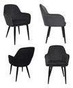 Ver imagem 2 de Kit 4 Cadeira Poltrona Vintage Eames em Tecido Veludo Preto:Veludo Preto/Preto/Listras