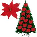 Ver imagem 2 de Flores Artificial Camurça Enfeite Árvore Natal 30cm Kit 6pçs