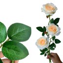 Ver imagem 5 de Kit 4 Rosas Artificiais Creme Realistas para Vasos e Centros de Mesa