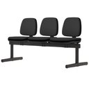 Ver imagem 4 de Cadeira Longarina 3 Lugares Recepção Sala de Espera Work F02 Crepe Preto - Lyam Decor