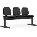 Ver imagem 1 de Cadeira Longarina 3 Lugares Recepção Sala de Espera Work F02 Crepe Preto - Lyam Decor