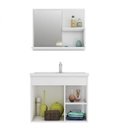 Ver imagem 2 de Gabinete de Banheiro Cuba e Espelheira 1 Porta 2 Prateleiras Lótus MGM Móveis