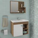 Ver imagem 1 de Gabinete de Banheiro Cuba e Espelheira 1 Porta 2 Prateleiras Lótus MGM Móveis