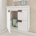 Ver imagem 2 de Gabinete de Banheiro Aéreo 1 Cuba 1 Espelheira 1 Porta 2 Gavetas Tulipa MGM Móveis