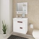 Ver imagem 1 de Gabinete de Banheiro Aéreo 1 Cuba 1 Espelheira 1 Porta 2 Gavetas Tulipa MGM Móveis