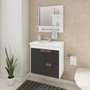 Ver imagem 1 de Gabinete Tulipa Toucador de Banheiro C/ Cuba e Espelheira Preto e Branco MGM Móveis