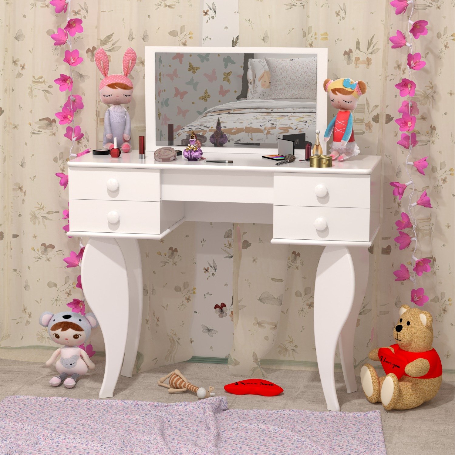 Penteadeira Princesa Infantil com Espelho 100% Mdf - 3