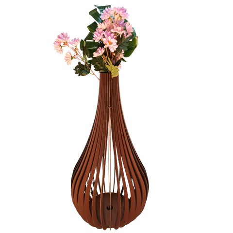 Vaso de Chão Decorativo Grande Capadócia Mdf:marrom/90x40cm
