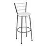 Banqueta Média Cromada Com Encosto Para Cozinha Assento Branco - 1