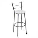 Ver imagem 1 de Banqueta Média Cromada Com Encosto Para Cozinha Assento Branco