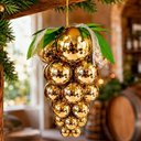 Ver imagem 3 de Enfeite de Árvore de Natal Cacho de Uva Dourado Plástico 18cm 30cm