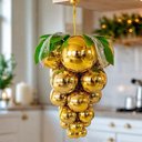 Ver imagem 4 de Enfeite de Árvore de Natal Cacho de Uva Dourado Plástico 18cm 30cm