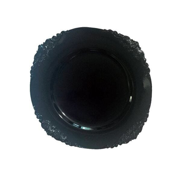 Splat Back Rococo Kit Sousplat Rococó Preto 33 cm 6 unidades Class Home | MadeiraMadeira