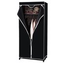 Ver imagem 1 de Guarda Roupa com Ziper Cabideiro Portatil Arara Organizador Prateleira Multiuso Praia Camping Preto