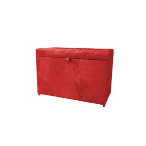 Puff Baú em Suede Amassado com Pistão Á Gás - Vermelho
