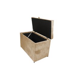 Puff Baú em Suede Amassado com Pistão Á Gás - Bege Escuro - 3