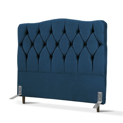 Cabeceira de Cama Box Viúva 128 Cm Varsóvia Suede Veludo Azul Marinho