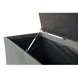 Puff Baú Cama de Casal em Suede Amassado com Pistão Á Gás - Cinza - 3