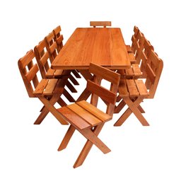 Conjunto Mesa Rústica 2,2m e 10 Cadeiras Madeira Maciça Angelim - 2