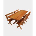 Ver imagem 1 de Mesa Rústica com Bancos Madeira Maciça Eucalipto 2