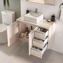 Ver imagem 6 de Conjunto Gabinete Banheiro Prisma 80cm Gabinete + Cuba + Espelheira com Vidro Madeirado Inteiro