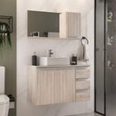 Ver imagem 1 de Conjunto Gabinete Banheiro Prisma 80cm Gabinete + Cuba + Espelheira com Vidro Madeirado Inteiro