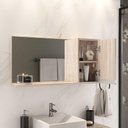 Ver imagem 3 de Conjunto Gabinete Banheiro Prisma 80cm Gabinete + Cuba + Espelheira com Vidro Madeirado Inteiro