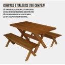 Ver imagem 5 de Conjunto Mesa Rústica com Bancos Madeira Maciça Eucalipto 2