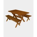 Ver imagem 3 de Conjunto Mesa Rústica com Bancos Madeira Maciça Eucalipto 2