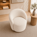 Ver imagem 5 de Poltrona Decorativa Yara Base Giratória Boucle Sala Estar Quarto Recepção Confortável
