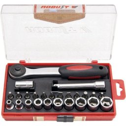 CONJUNTO SOQUETE SEXTAVADO 1/4" 4MM A 13MM 25 PÇ ROBUST - 1