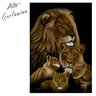 Quadro Família Leão 3 Filhotes - Tela Única - 90 x 60 cm - Branca - 2