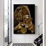 Quadro Família Leão 3 Filhotes - Tela Única - 90 x 60 cm - Branca - 1
