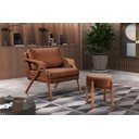 Ver imagem 2 de Puff Banqueta Lotus Luxo Madeira Maciça Castellar Móbile Corino Caramelo