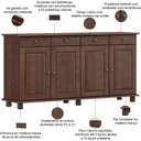 Ver imagem 4 de Aparador Buffet para Sala de Jantar 4 Portas 4 Gavetas Rústico Lazuli F06 Café - Lyam Decor