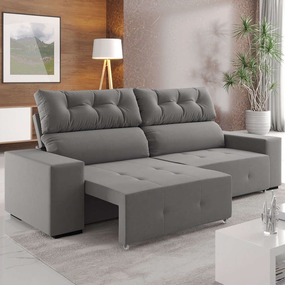 Sofá 4 Lugares Reclinável e Retrátil Socrates Brisk Viero Móveis