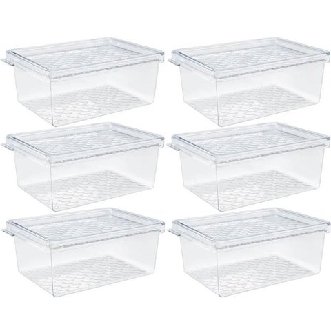 Kit 6 Organizadores de Geladeira c/Tampa 660ml Uz