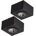 Ver imagem 1 de Jogo 2 Spots GU10 Luminárias Teto Plafon Box Quadrados Sobrepor 13cm Pretos Dital Decoração