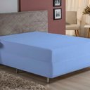 Ver imagem 1 de Lençol com Elástico King Nobre 1 Peça Luva de Box 55cm de Altura Malha 100% Algodão - Azul-bebê