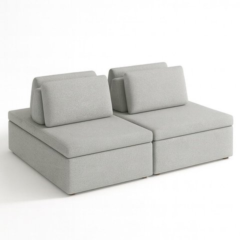 Sofá Ilha 3 Lugares 220cm Madri Pillow Bouclé Nobre Cinza - Sallar Home