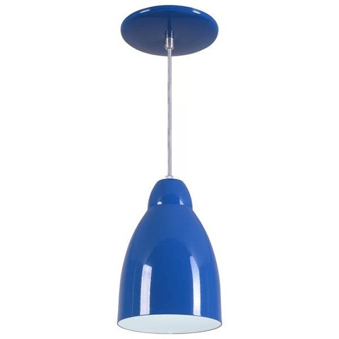 Pendente Bala Luminária Lustre Alumínio Azul Royal - Rei Da Iluminação