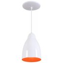 Ver imagem 1 de Pendente Bala Luminária Lustre Alumínio Branco Brilhante com Laranja - Rei Da Iluminação