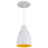 Pendente Bala Luminária Lustre Alumínio Branco Textura com Amarelo - Rei Da Iluminação - 1