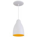 Ver imagem 1 de Pendente Bala Luminária Lustre Alumínio Branco Textura com Amarelo - Rei Da Iluminação