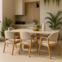 Ver imagem 2 de Kit 2 Cadeira de Jantar Arezzo Estofada Sala ou Área Gourmet Madeira Maciça:linho Areia