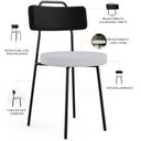 Ver imagem 4 de Kit 02 Cadeiras Decorativa Estofada Sala Jantar Barcelona L02 Couríssimo Preto Linho Cinza - Lyam Ly